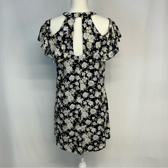 Candies Womens Floral Mini Dress Size M Halter Metallic Gold Black Y2K Fairy - Picture 3 of 15